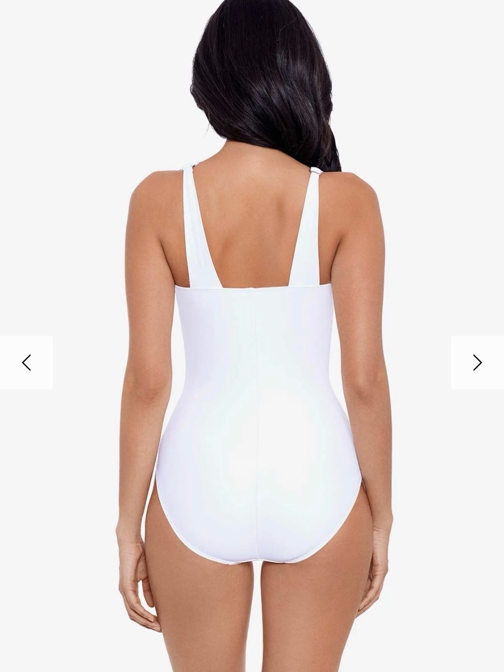 NWT Miraclesuit White One-Shoulder Mesh-Panel One-Piece Swimsuit - Picture 3 of 6